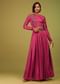 Azalea Pink Crop Top And Lehenga In Cotton Silk With Floral Print & Embroidery