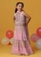 Kalki Blush Pink Printed Lehenga Blouse Set In Cotton For Girls