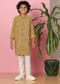 Kalki Chrome Yellow Boys Kurta Set In Silk With Sequins And Threadwork