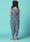 Kalki Cobalt Blue Embroidered Top And Pant Set With Jacket In Silk For Girls