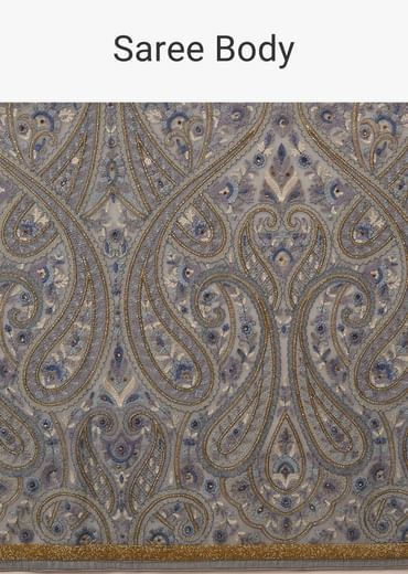 Powder Blue Festive Saree Kashmiri Embroidered In Georgette