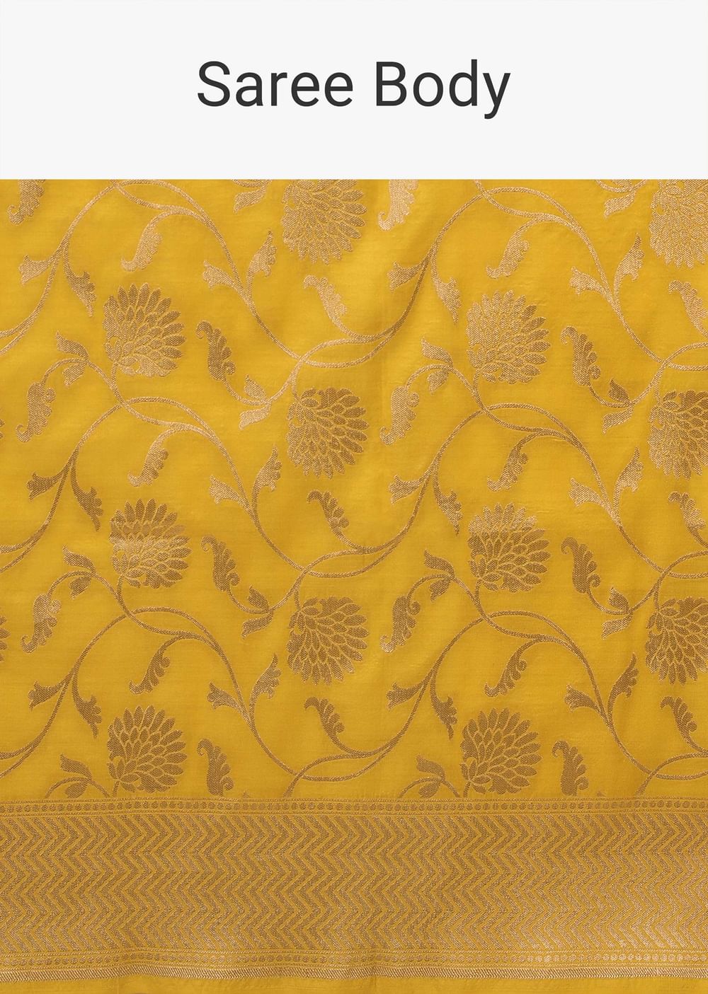 Lemon Yellow Saree In Pure Banarasi Silk With Upada Zari Weave Floral Jaal Work