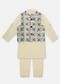 Kalki Navy Blue Printed Kurta Jacket Set In Cotton For Boys