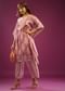 Onion Pink Kaftan Set In Cotton With Print