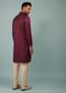 Burgundy Red Bandi Jacket Set In Raw Silk With Multicolor Floral Butti & Aari Embroidery