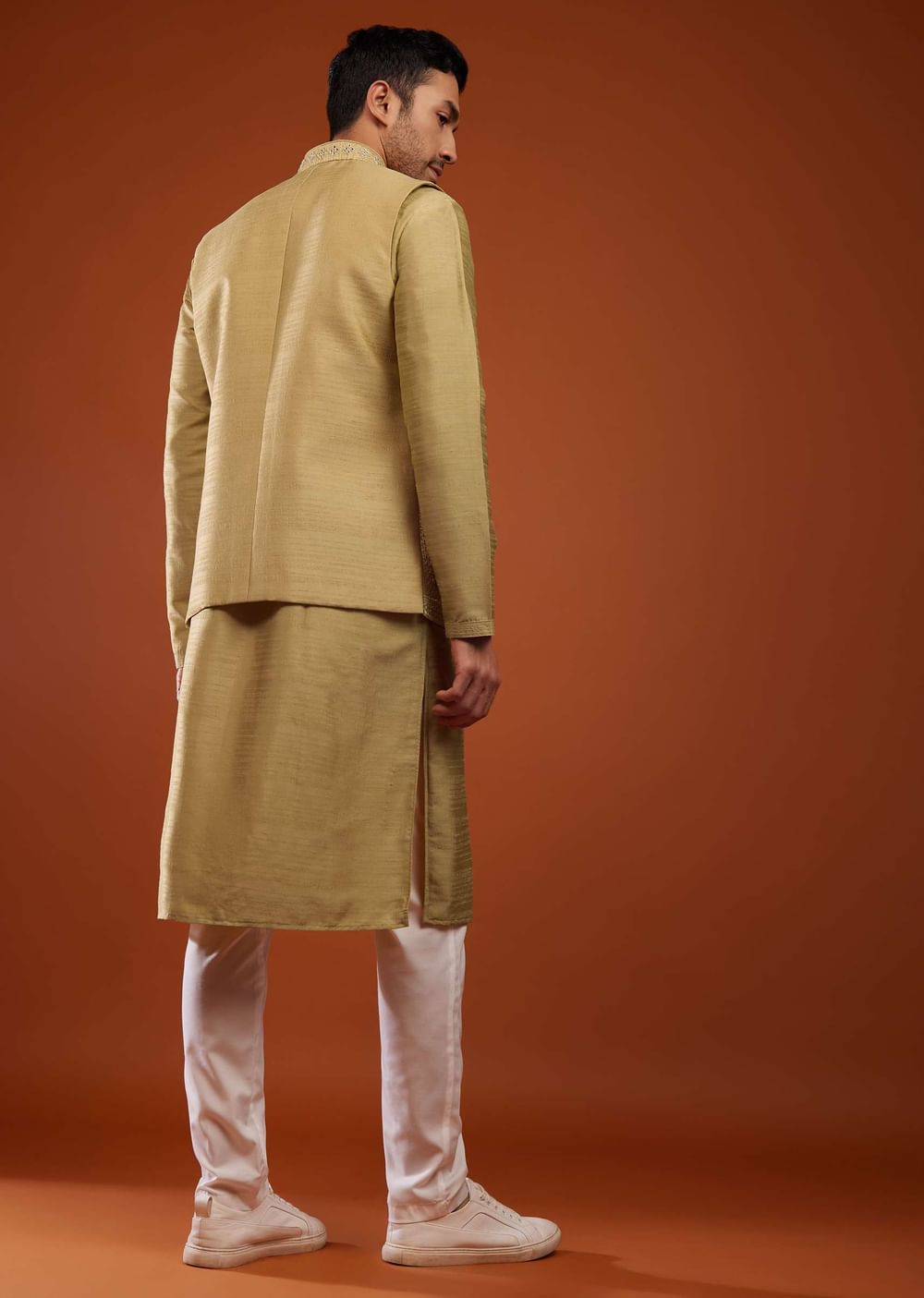 Light Brown Embroidered Bandi Jacket Set