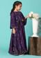 Kalki Wine Purple Top and Lehenga Set In Moga Silk With Print For Girls
