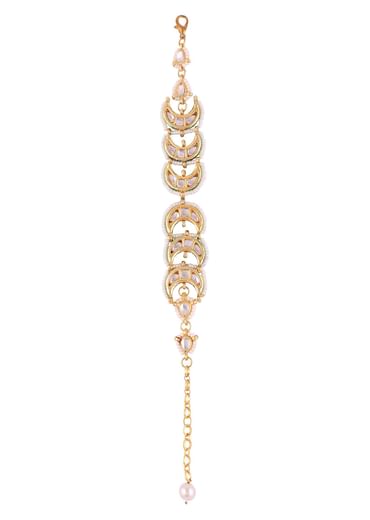 Kundan And Pearl Bracelet In Gold Tone