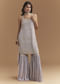 Lavender Chinon Sharara Suit With Beads And Moti Work