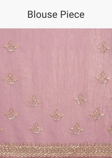 Lavender Crushed Tissue Saree With Stones And Cutdana Embroidery