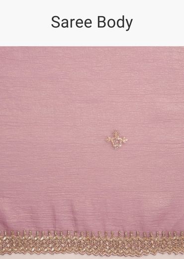 Lavender Crushed Tissue Saree With Stones And Cutdana Embroidery