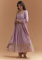 Lavender Tissue Anarkali Suit With Sequins And Beads Work