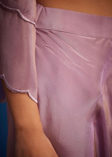 Lavender Tissue Embroidered Dhoti Set