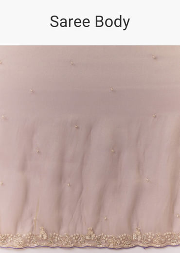 Lavender Tissue Embroidered Saree with Unstitched Blouse