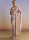 Lavender Tissue Embroidered Saree With Zari Border And Bead Work