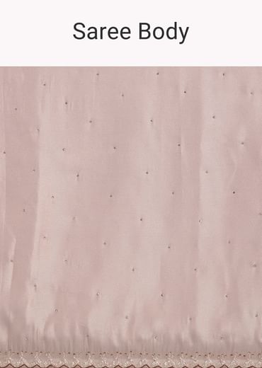 Lavender Tissue Saree With All Over Stone Embellishment And Cutdana Scallop Border