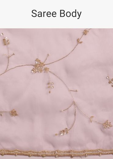 Lavender Tissue Saree With Cutdana And Sequins Embroidery And Scallop Border