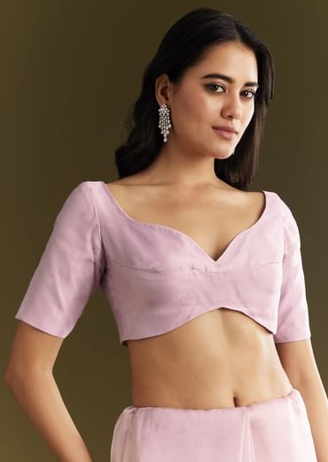 Lavender Tissue Saree With Cutdana And Sequins Embroidery And Scallop Border