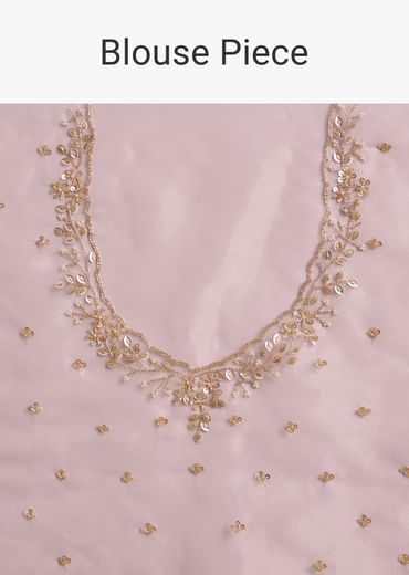 Lavender Tissue Saree With Cutdana And Sequins Embroidery And Scallop Border