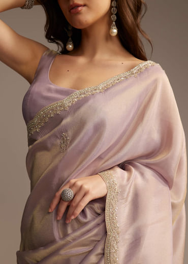 Lavender Tissue Saree with Cutdana  Sequin Work