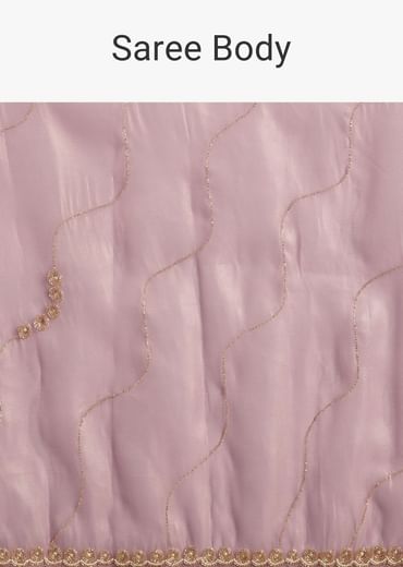 Lavender Tissue Saree With Moti And Cutdana Embroidery And Scallop Border