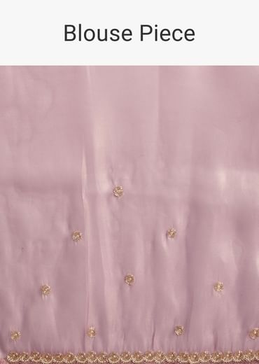 Lavender Tissue Saree With Moti And Cutdana Embroidery And Scallop Border