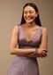 Lavender Ash Sleeveless Blouse In Satin With A Plunging Geometric Neckline