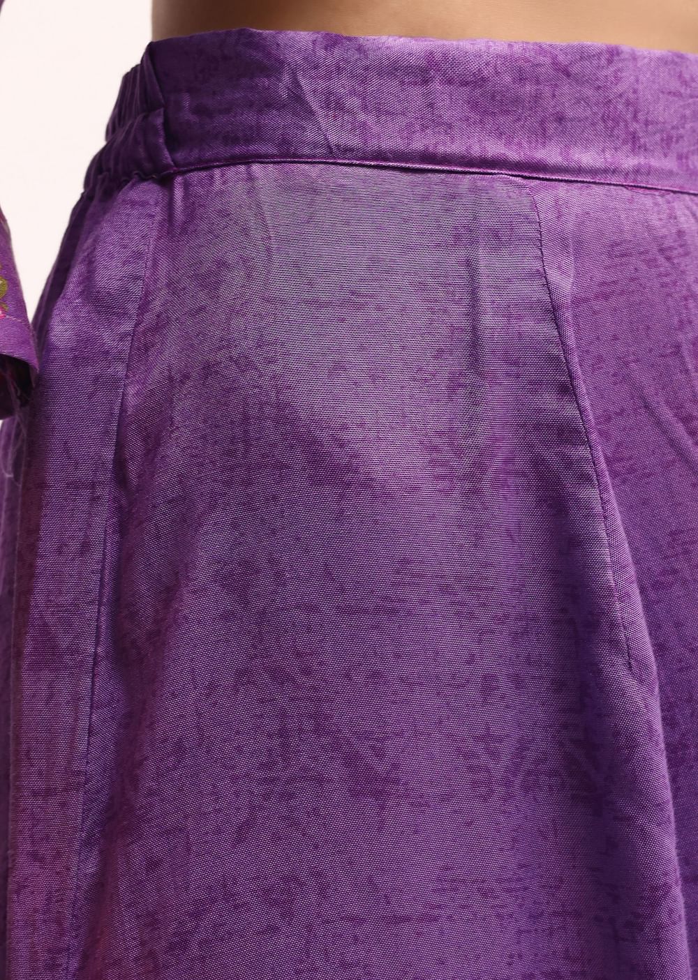 Lavender Block Printed Chanderi Kurta Palazzo Set