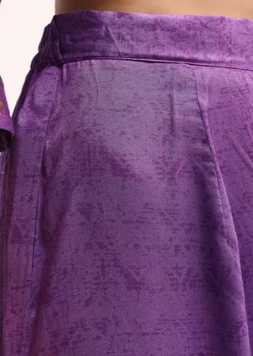 Lavender Block Printed Chanderi Kurta Palazzo Set