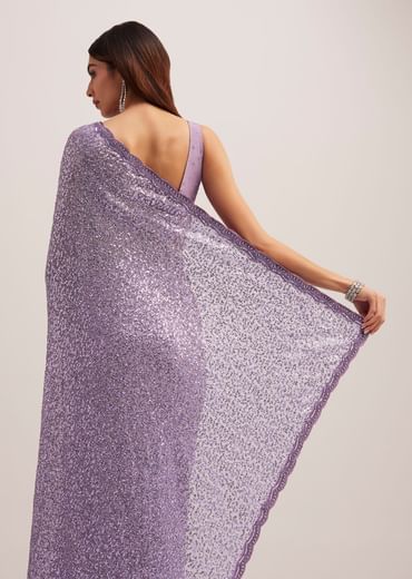 Lavender Half And Half Sequins Saree