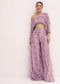 Lavender Printed Chiffon Crop Top And Palazzo