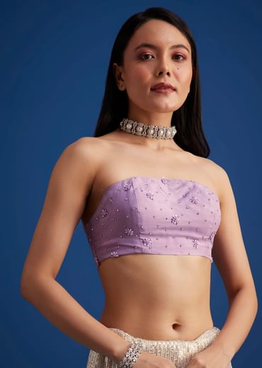 Lavender Purple Ombre Sequins Saree With An Embellished Border