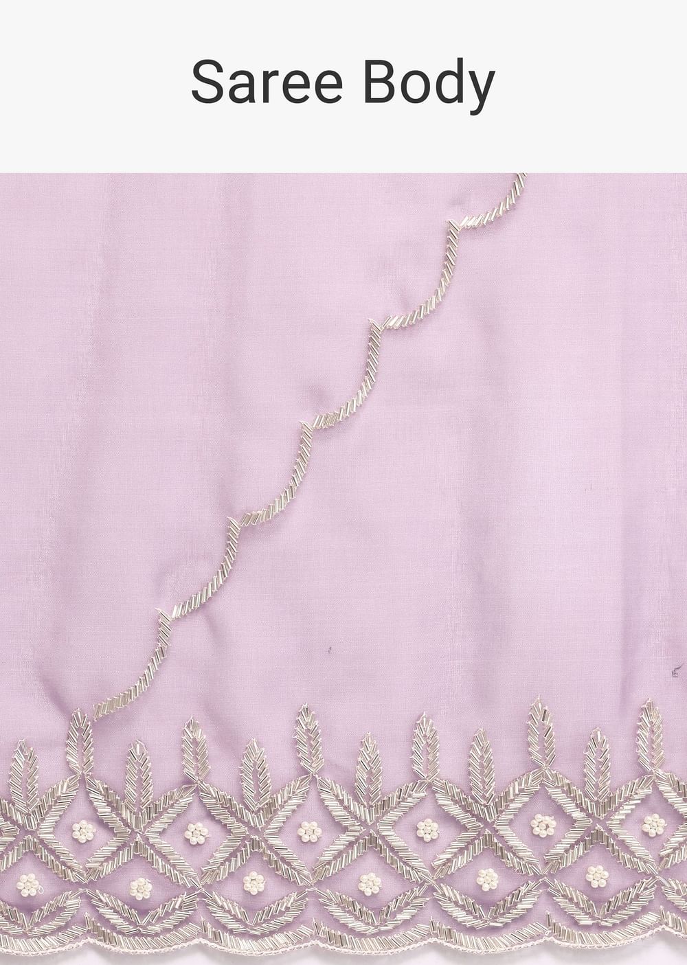 Lavender Scallop Border Saree With Unstitched Blouse