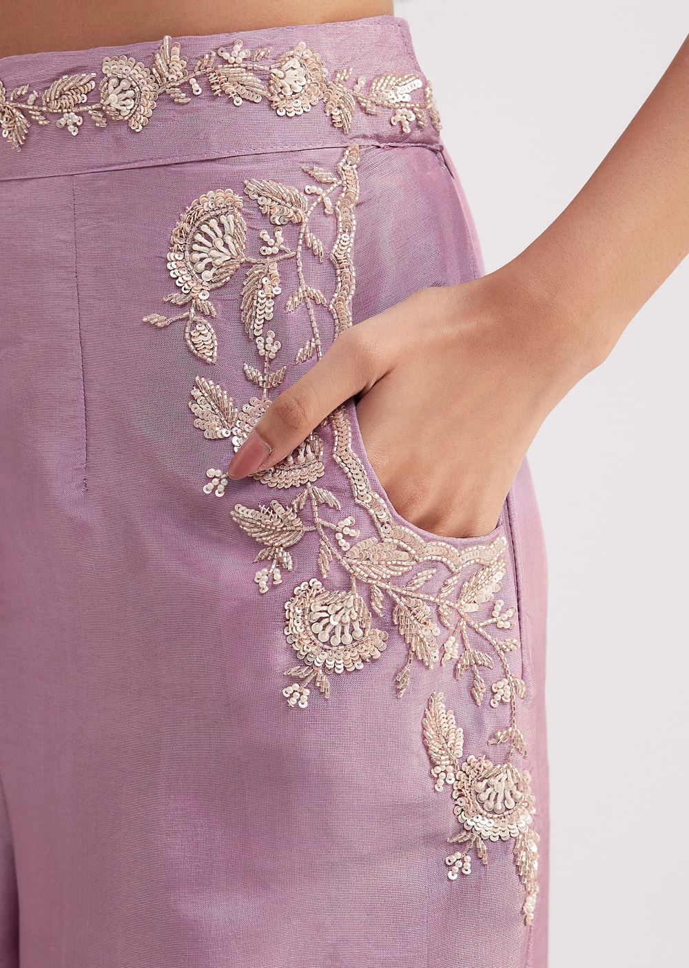 Lavender Tissue Crop Top And Palazzo Set