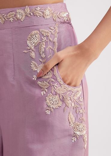 Lavender Tissue Crop Top And Palazzo Set