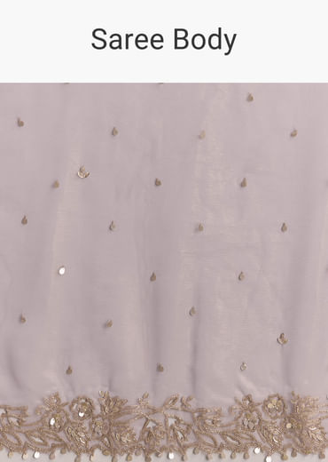 Lavender Tissue Embroidered Saree With Resham And Sequin Work