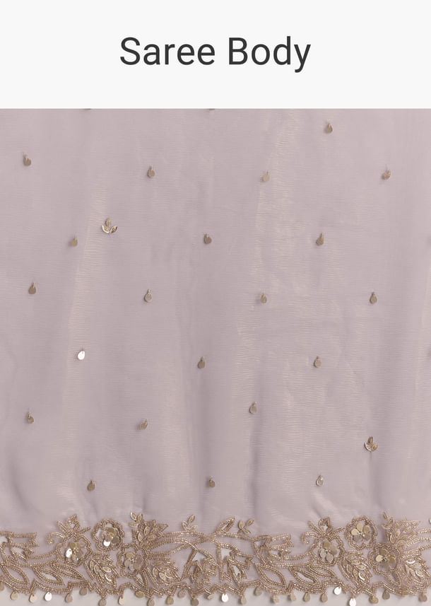 Lavender Tissue Embroidered Saree With Resham And Sequin Work