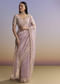 Lavender Tissue Embroidered Saree With Resham And Sequin Work