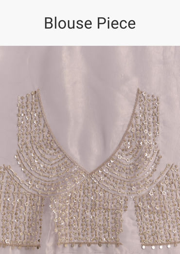 Lavender Tissue Embroidered Saree With Resham And Sequin Work