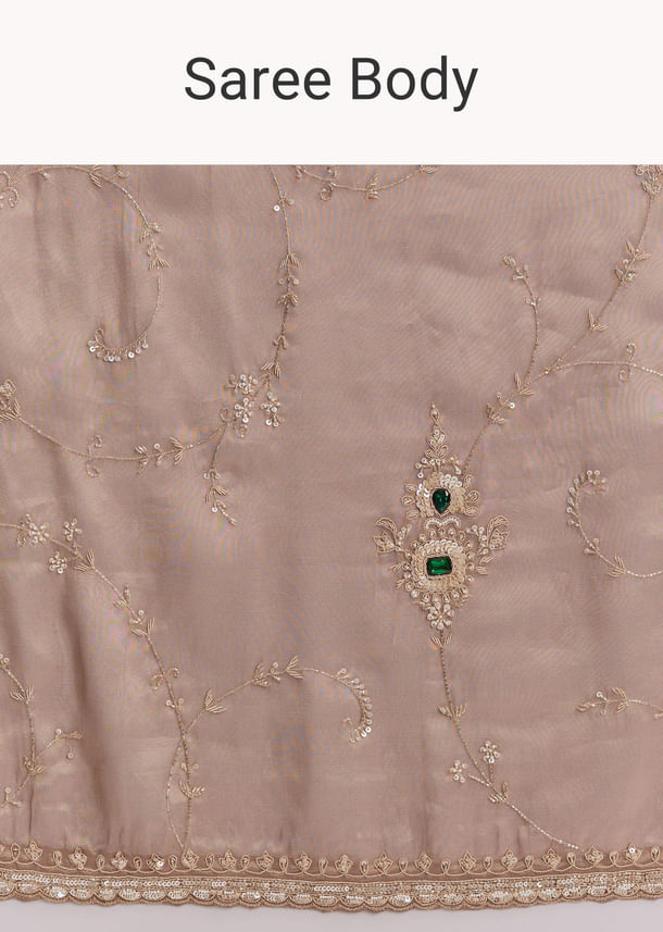 Lavender Tissue Saree With Heavy Floral Work