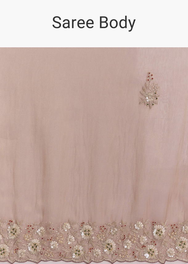 Lavender Tissue Saree With Heavy Floral Embroidery