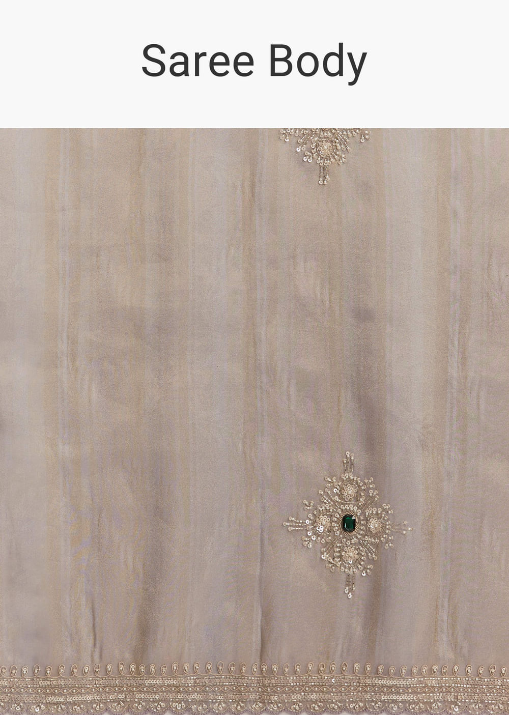 Lavender Tissue Saree With Zardosi And Emerald Stone Embroidery