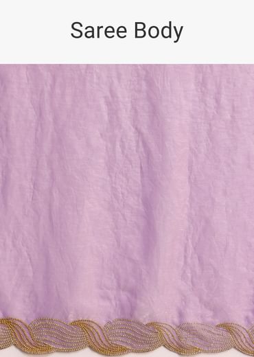 Lavender Tissue Saree With Zari Embroidered Border