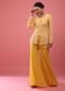 Chrome Yellow Sharara Suit In Georgette With Fully Embroidered Top And Flowy Pants