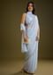 Light Blue Tissue Silk Saree With Stone Embellishment