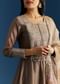 Light Brown Chanderi Anarkali With Gotta Lace And Crush Tissue Dupatta