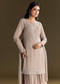 Light Brown Kurta Set With Sequins Palazzo And Dupatta