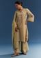 Light Green Chanderi Kurta Set With Organza Dupatta And Tassel Tie-Up Back