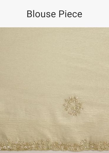 Light Pastel Green Crushed Tissue Saree With Cutdana Sequins And Beads Embroidery