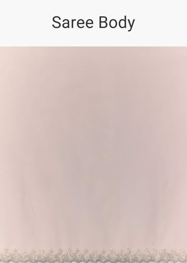 Light Pink Net Saree with Zigzag Cutwork and Unstitched Blouse